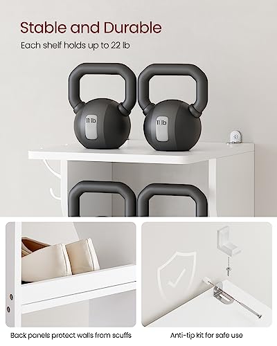 7-Tier Vertical Shoe Rack, Narrow Slim Storage Organizer with Hooks