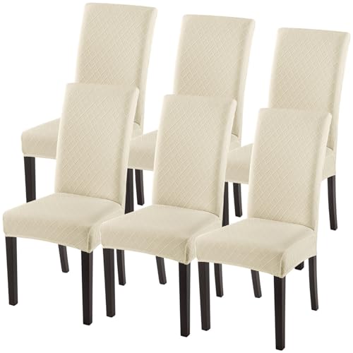 Stretch Jacquard Dining Chair Covers (Set of 6) - Removable Parsons Slipcovers