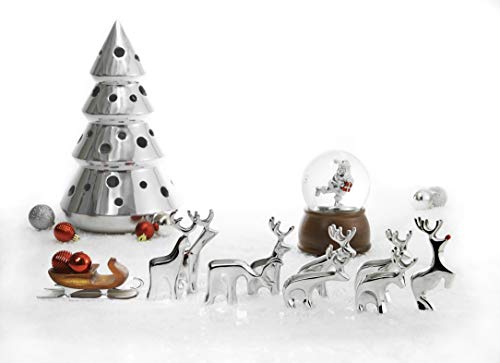 Nambe Miniature Reindeer and Sleigh Set – Christmas Tabletop Figurines, Holiday Decor
