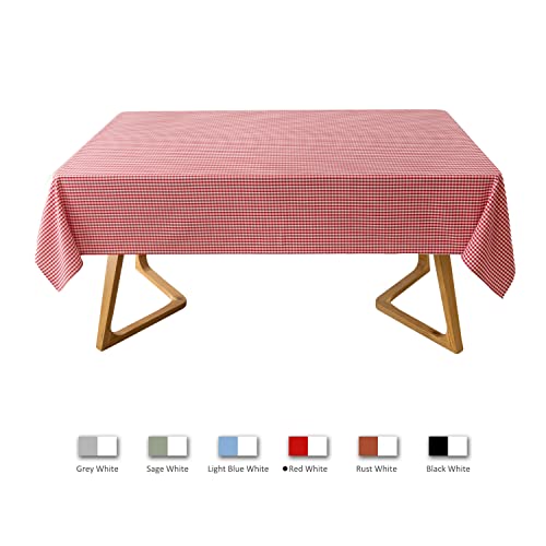 Heavy Weight Checkered Waterproof & Wrinkle-Resistant Tablecloth 120 x 60 Inch Red & White