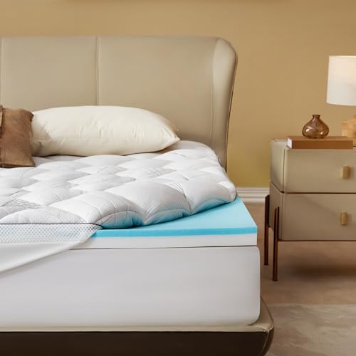 Queen Mattress Topper - 4-Inch Dual Layer Gel Memory Foam & Pillow Top