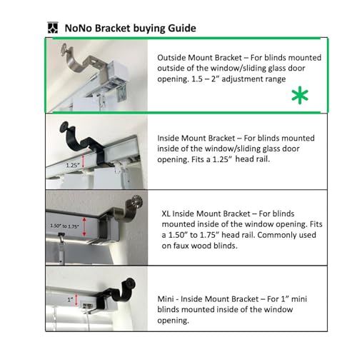 No-Drill Curtain Rod Brackets for Vertical Blinds - Set of 3, White