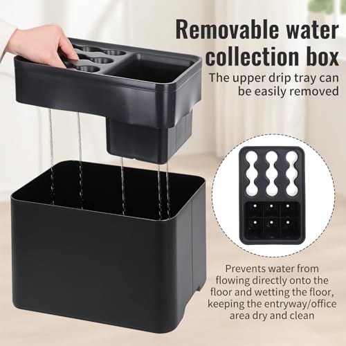 Compact Umbrella Stand with Drip Tray - Space-Saving Indoor Storage Rack