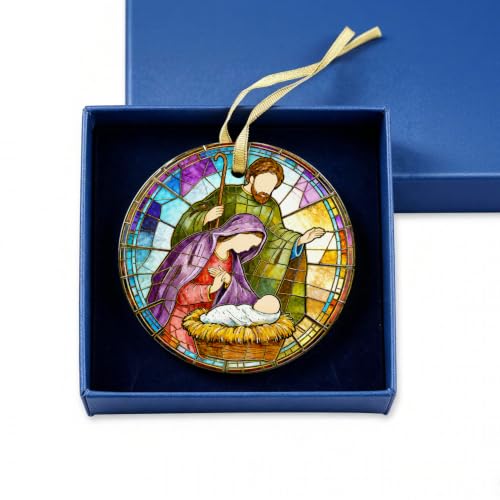 SWITHOM Ceramic Nativity Scene Ornaments Holy Family Christmas Tree Decor