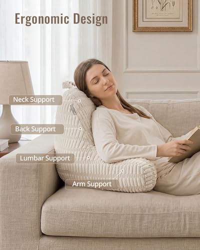Blissful Diary Memory Foam Reading Pillow with Arms & Side Pockets - Off White