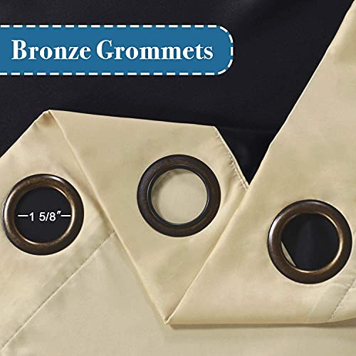 H.VERSAILTEX 100% Blackout Curtains 108 Inches Long (2 Layers) Full Light Blocking Window Curtain Draperies for Bedroom Thermal Insulated Soft Thick Silky Grommet 2 Panels, Wheat with Black Liner