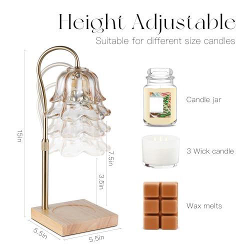 Gold Flower Candle Warmer Lamp with Timer & Dimmable Light