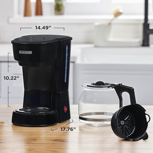 12-Cup Drip Coffee Maker with Non-Drip Carafe & Removable Filter, Black