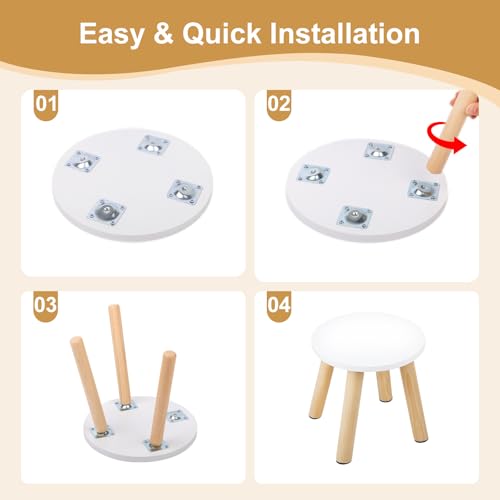 2-Pack Wooden Step Stool for Kids - Natural Wood Toddler Chair