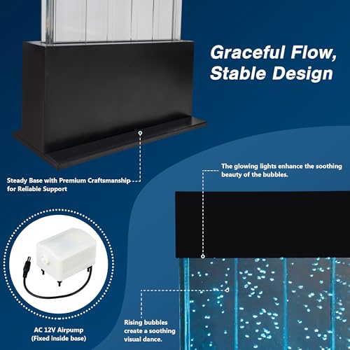 47-Inch LED Bubble Wall Floor Fountain with Remote and App Control