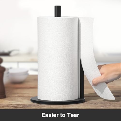 Black Stainless Steel Paper Towel Holder with Weighted Non-Slip Base
