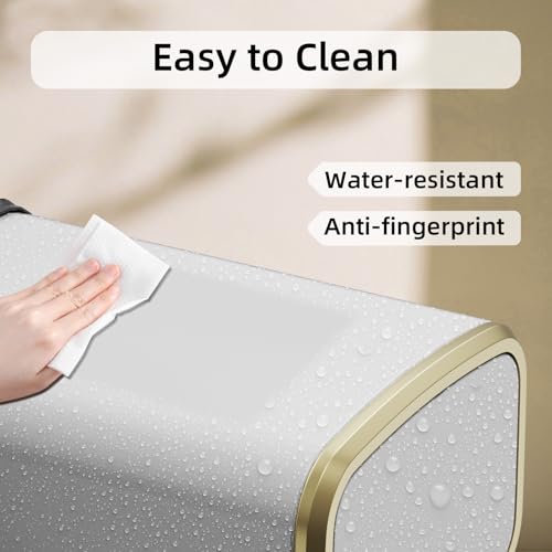 8L Small Bathroom Trash Can with Swing-Top Lid, White Stainless Steel
