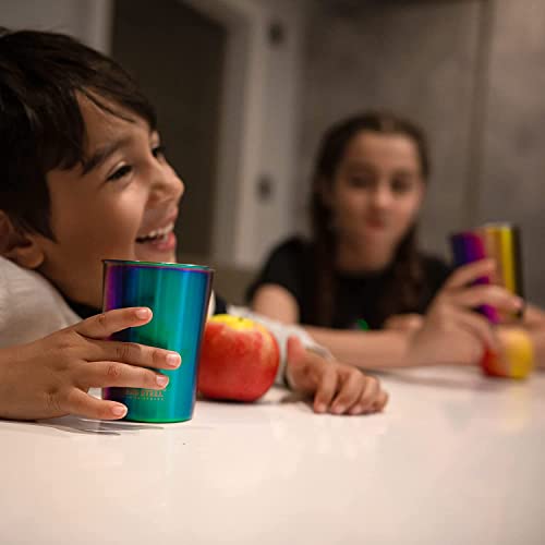 10oz Stainless Steel Kids Cups - Unbreakable Stackable Metal Tumblers (4-Pack)