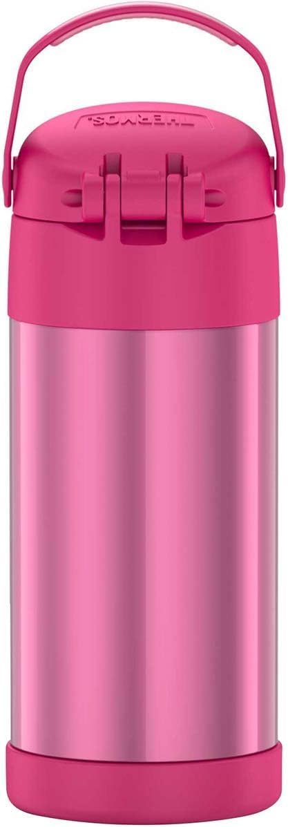 THERMOS FUNTAINER Water Bottle - 12 Ounce Kids Stainless Steel Vacuum Insulated with Straw | Pink