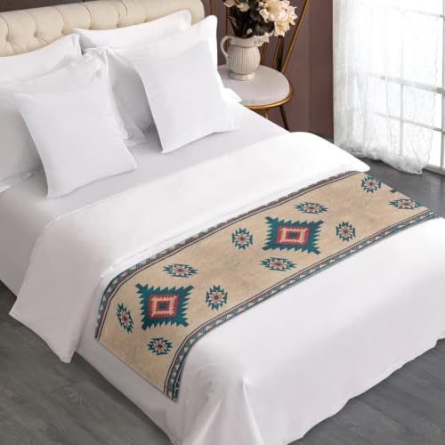 ZFRXIGN Aztec Bed Runner - Southwestern Tribal Decorative Bed Scarf