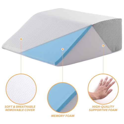 Leg Elevation Wedge Pillow for Swelling & Pain Relief, 8in