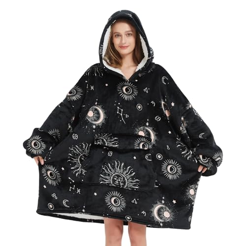 Oversized Sun and Moon Sherpa Wearable Blanket Hoodie