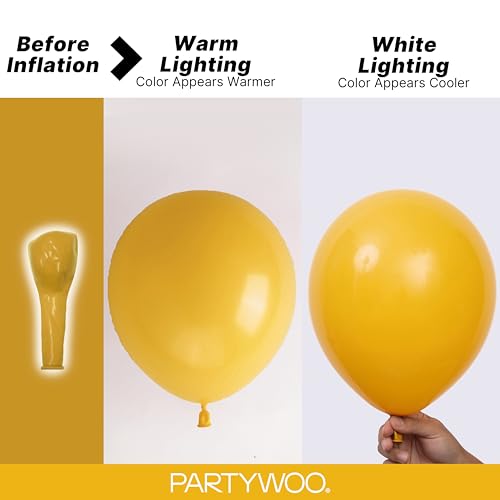 PartyWoo Mustard Yellow Fall Balloons 120 Pcs Assorted Sizes