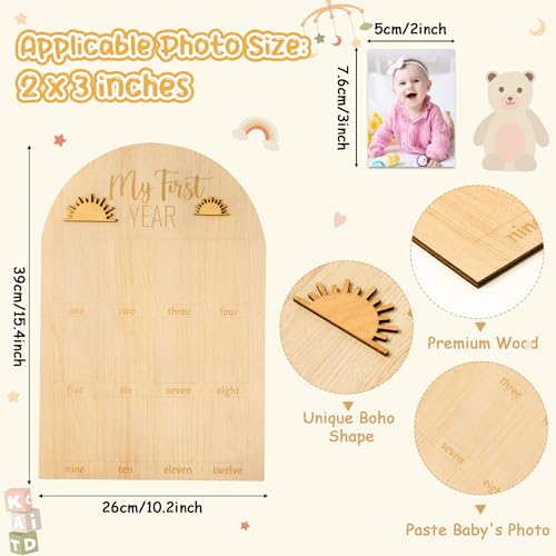 Baby First Year Photo Frame Board - Boho Sun 12 Month Milestone Keepsake