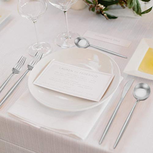 Oliviola Matte Silverware Set for 8 - 40pc Satin Finish Flatware, Silver
