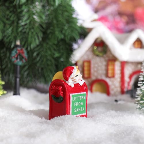 UMESONG Christmas Village Cat Mailbox Set - Resin Kitty Figurines for Holiday Decor