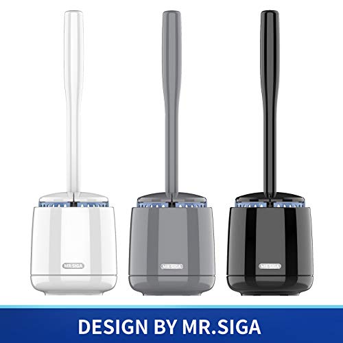 MR.SIGA Toilet Bowl Brush and Holder Set with Long Handle and Ventilated Base