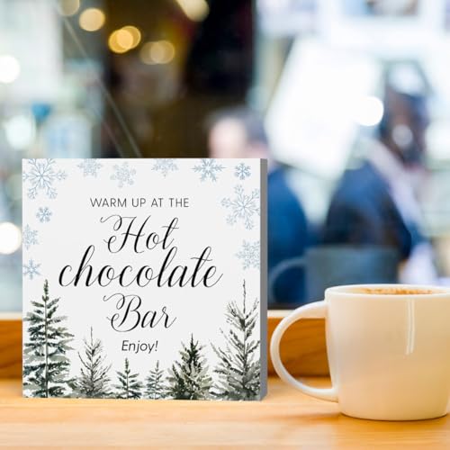 iRudyard Hot Chocolate Wooden Sign Decor for Christmas & Holiday Gifts 5x5 Inch HotChocolate1