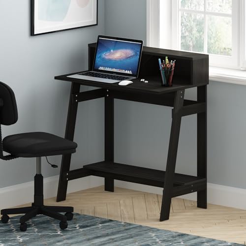 A-Frame Computer Desk with Monitor Stand and Hutch, Espresso