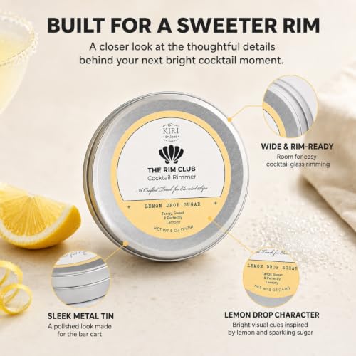 Kiri & Sons Lemon Drop Sugar Cocktail Rimmer 5oz for Margaritas & Craft Drinks