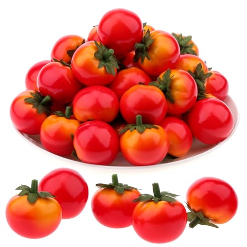 Mini Artificial Tomatoes - 40 Pcs Realistic Fake Fruit Decor