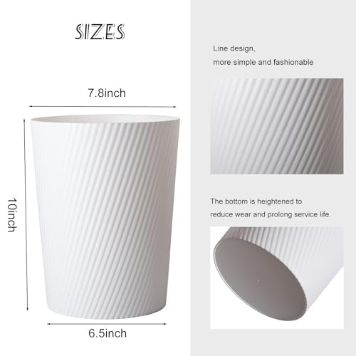 Small Plastic Trash Can - 1.8 Gallon Open-Top Wastebasket for Bathroom & Office