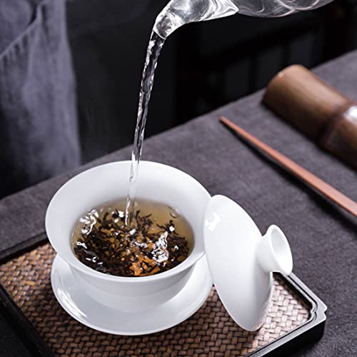 Liang Baobao 200ml White Porcelain Gaiwan Tea Cup for Gongfu Tea, Chinese Teaware