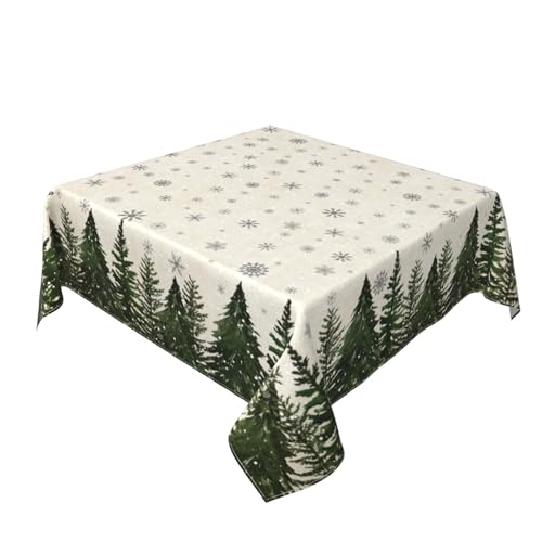 Lvhompro Christmas Trees 54x54 Inch Square Tablecloth - Water-Resistant, Spill-Proof Polyester Table Cover
