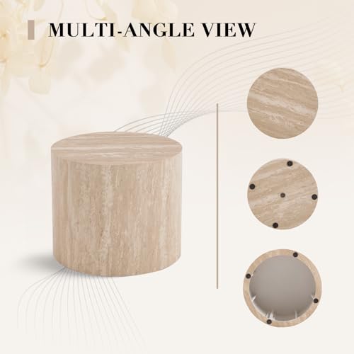 Round Wood Nesting Coffee Table Set of 2 - Minimalist Modern Side Tables