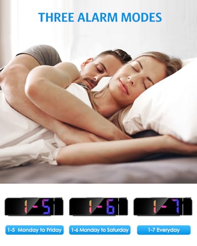 LED Projection Alarm Clock with 7.9" Display, Adjustable Brightness & Snooze