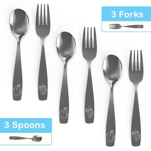 Stainless Steel Kids Silverware Set 6-Piece Toddler Flatware