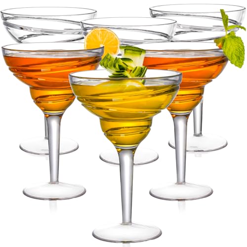Youeon 6-Pack 12 Oz Shatterproof Acrylic Margarita Glasses - Reusable Stemware for Indoor & Outdoor Parties