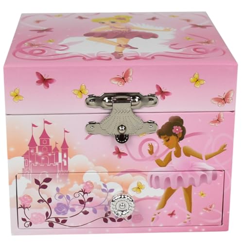 Ballerina Musical Jewelry Box for Girls with Spinning Dancer & Storage Drawer