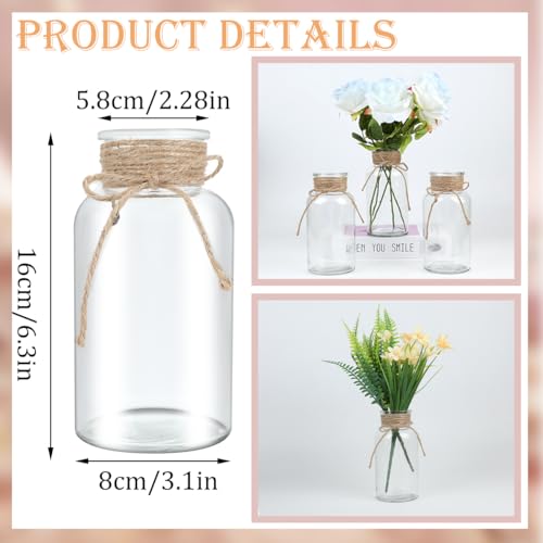 12-Pack Clear Glass Mason Jar Vases for Table Centerpieces & Wedding Decor