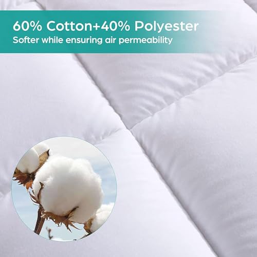 Waterproof Queen Mattress Topper, Cotton Pillowtop with Fitted Cover