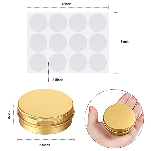 36 Pack 2 oz Metal Round Tins with Screw Lids & Stickers