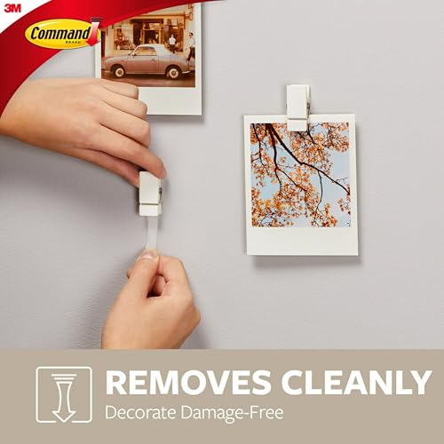 Command Spring Clips White Pack of 8 with 12 Adhesive Strips - Damage-Free Hanging for Photos & Notes