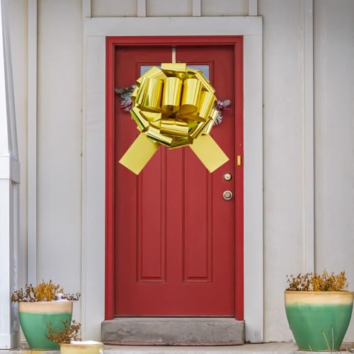 TONIFUL 16in Gold Large Pull Bow - Giant Aluminum Foil Gift & Decor Bow