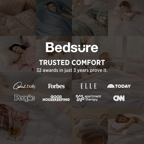 Bedsure White Queen Duvet Cover Set with Zipper Closure, Prewashed Microfiber Bedding