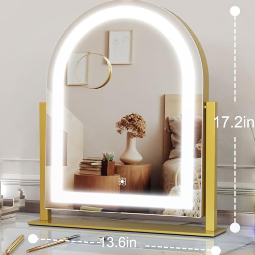 Gvnkvn Arched 17.2 in Lighted Makeup Mirror, 10X Magnifiers