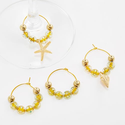 Ocean Theme Wine Glass Charms 50 Sets DIY Reusable Drink Markers for Weddings & Bachelorette