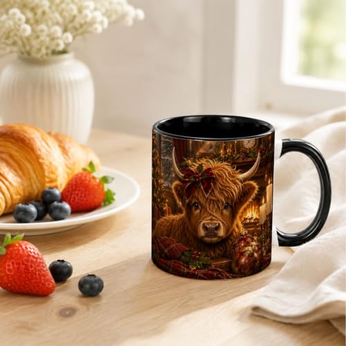 Highland Cow Coffee Mug - 11oz Ceramic Cow Lovers Gift for Tea & Hot Drinks