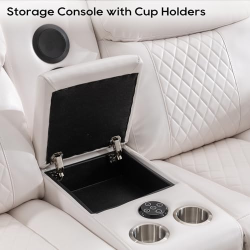 Power Recliner Sofa Set with Wireless Charger, LED Lights & Speakers