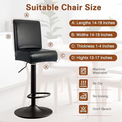 Stretch Waterproof Bar Stool Covers with Backs - 4 Pack Black