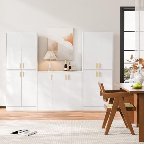 71-Inch Tall Kitchen Pantry Cabinet, 4-Door Freestanding Storage Cupboard
